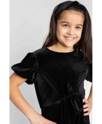 Big Girls Black Velvet Jumpsuit