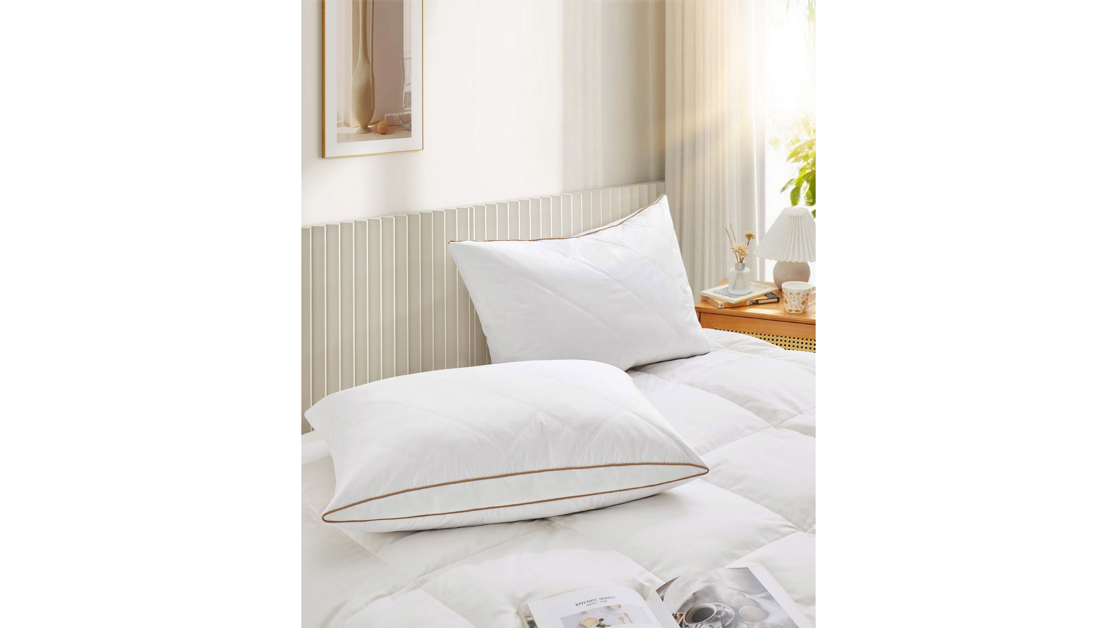 Unikome 100% Cotton Medium Support Feather Down 2-Pack Pillows, King