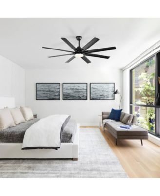 52-inch Modern Exquisite Black 8-Blade Ceiling Fans with Adjustable Led Lights and Intelligent Remote Control