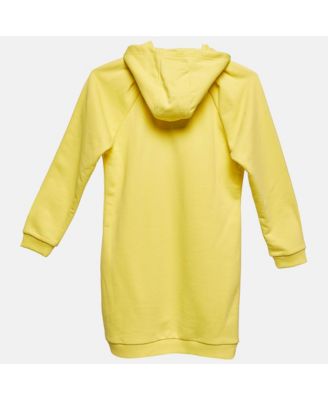 Women's Yellow Logo Embroidered Cotton Hoodie
