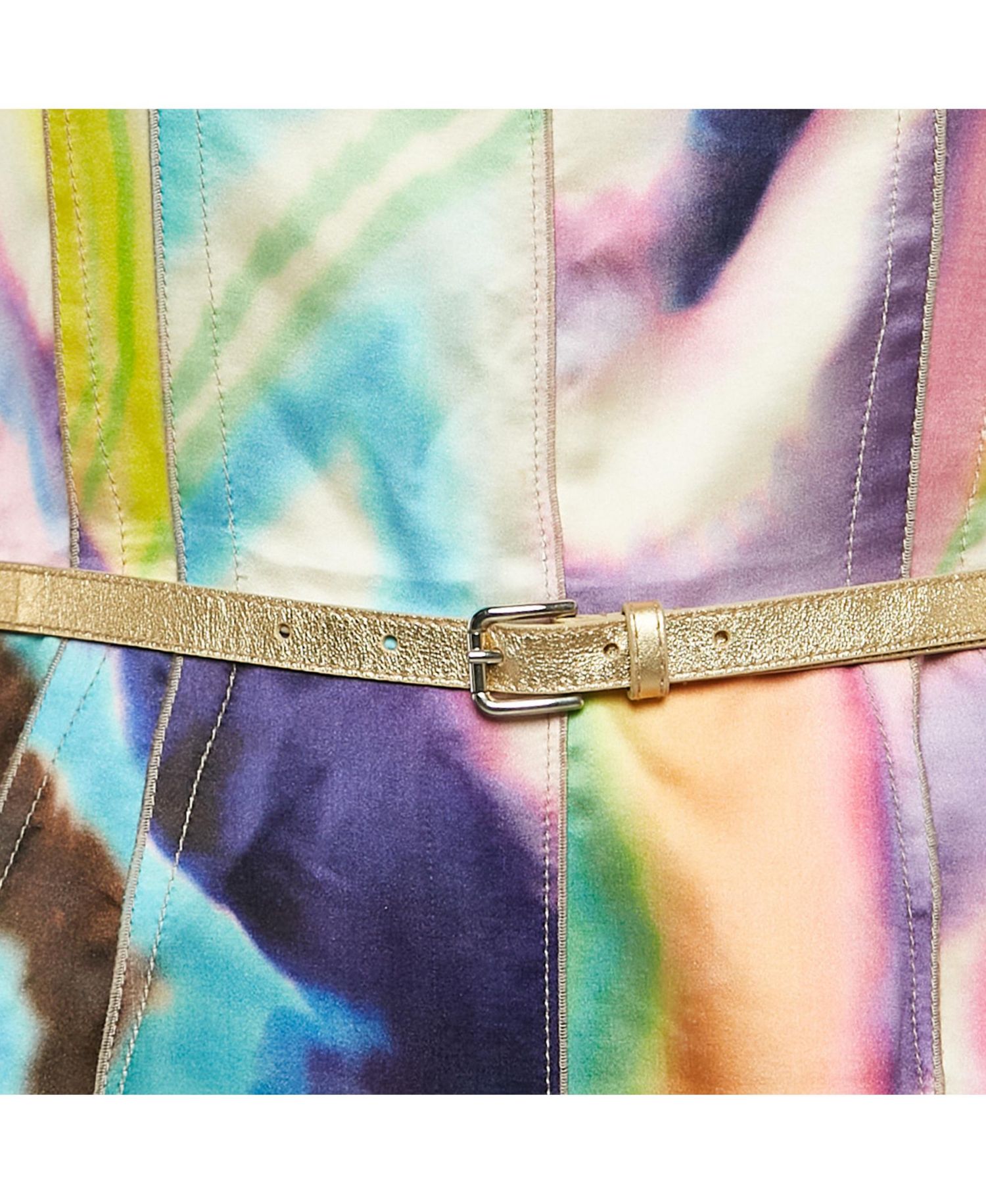 Women's Pre-Owned Dolce and Gabbana Multicolor Tie-Dye Print Satin Sheath Dress