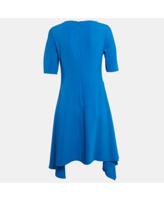 Women's Blue Stretch Crepe Asymmetric Mini Dress