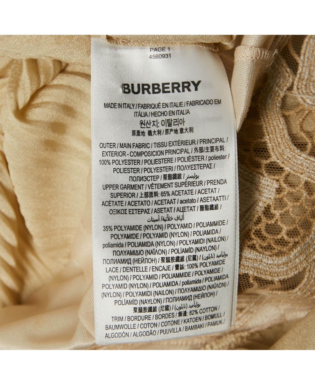 Pre-Owned Burberry Women's Beige Lace And Crepe Pleated Stud Detail Short Slip Dress