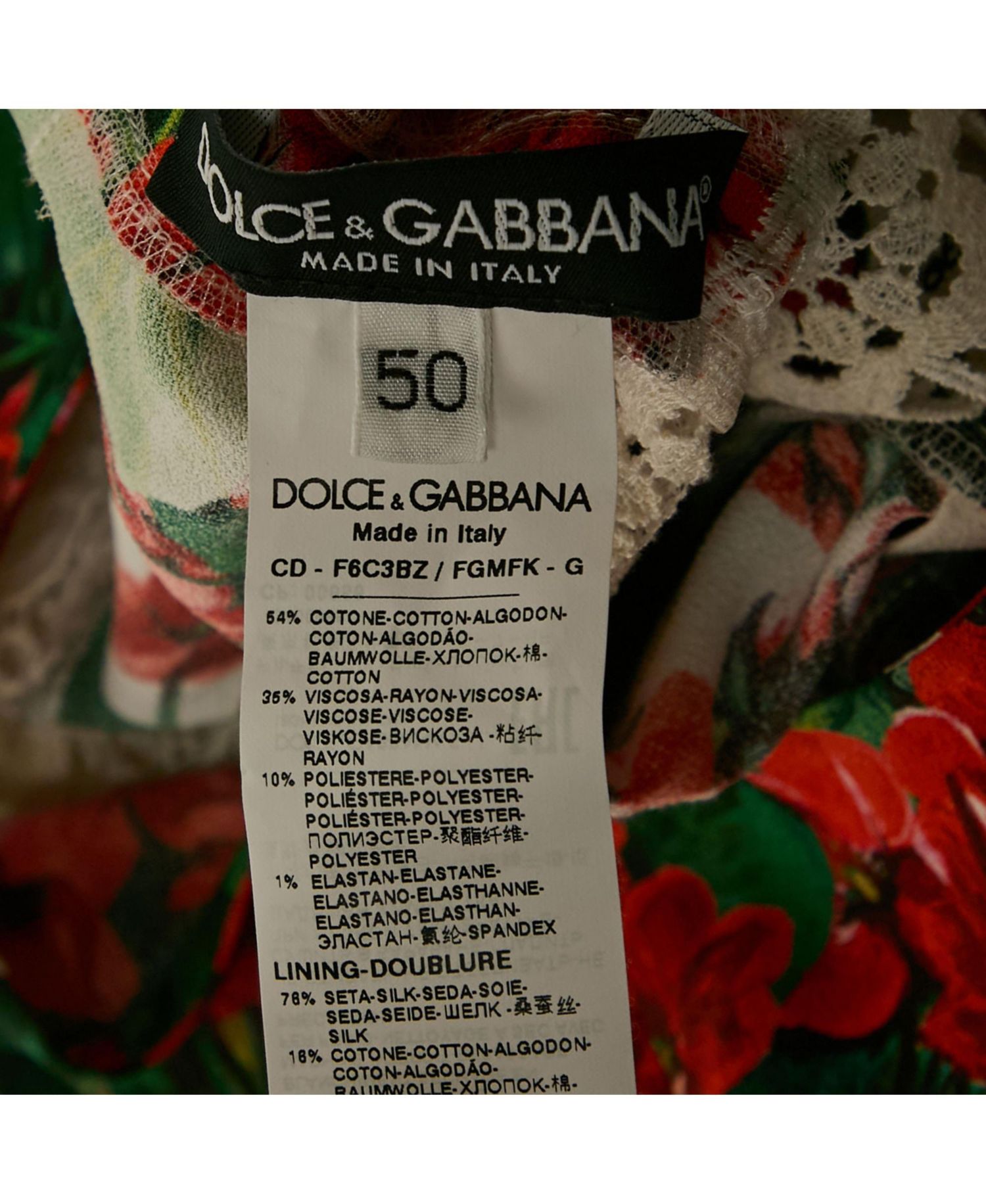 Women's Pre-Owned Dolce and Gabbana Multicolor Floral Print Crepe Lace Panel Detail Midi Dress