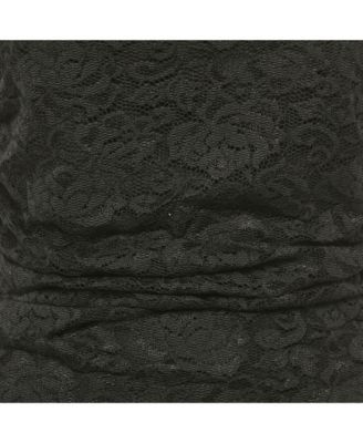 Women's Black Lace Draped Sleeveless Short Dress