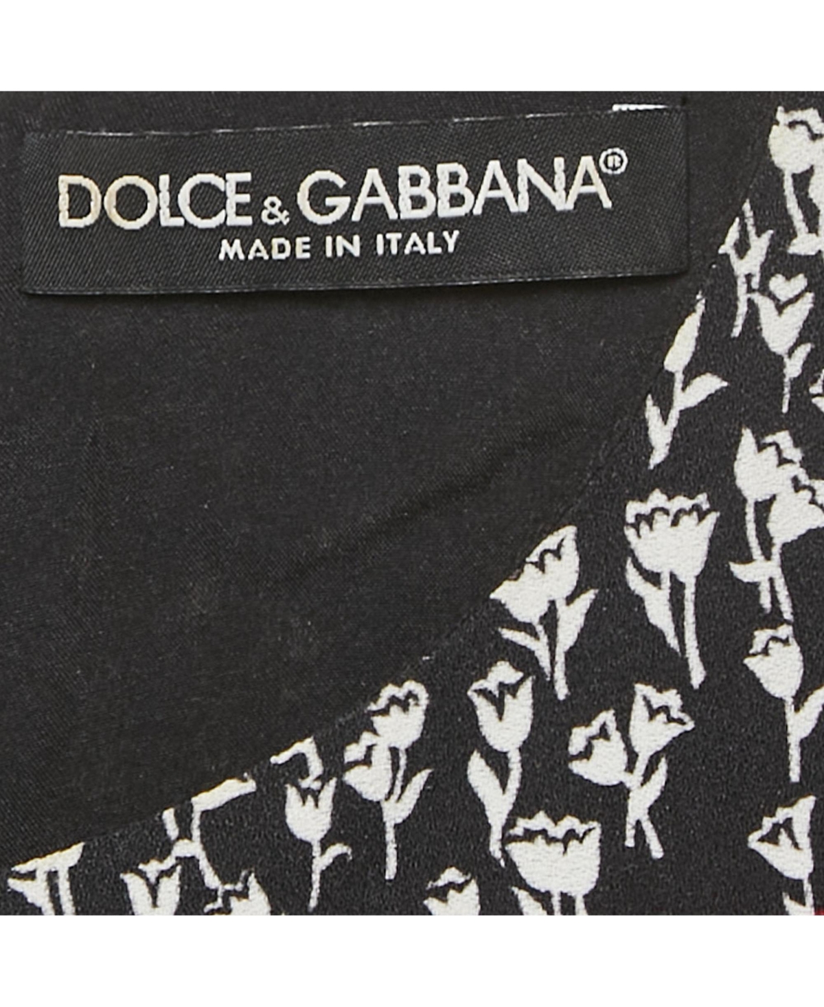 Pre-Owned Dolce & Gabbana Women's Black Printed Heart Applique Crepe Mini Dress