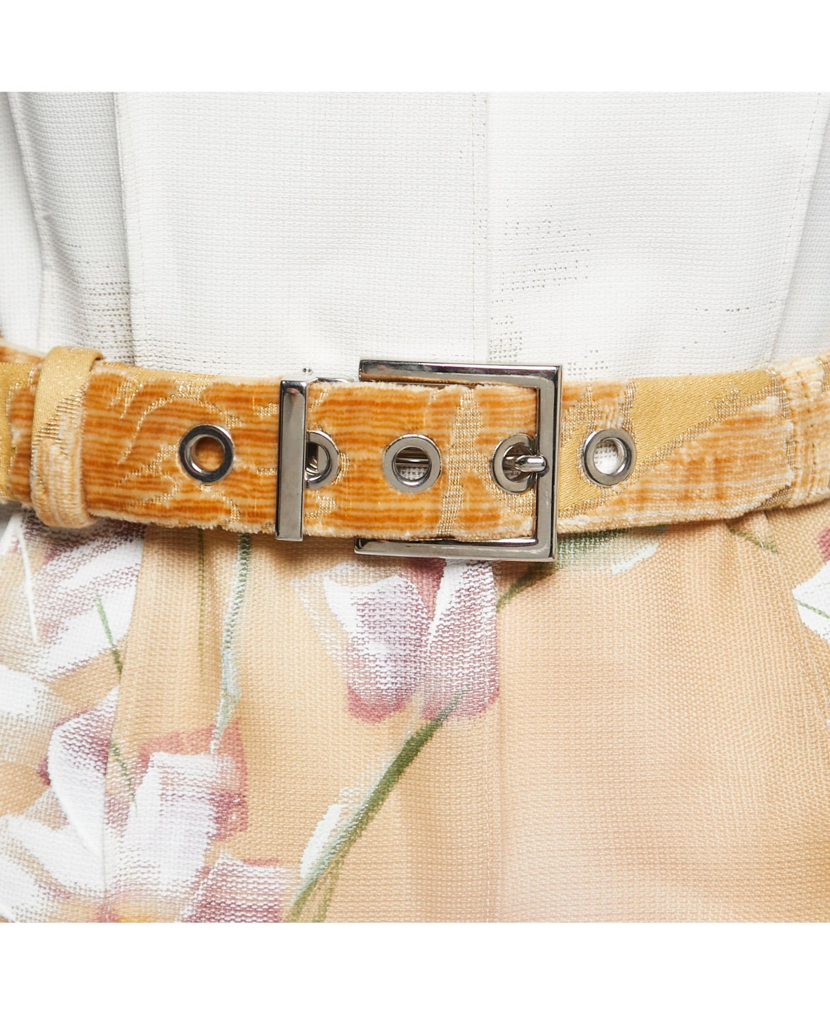 Pre-Owned Dolce & Gabbana Women's Beige Floral Hand Painted Canvas Limited Edition Midi Dress