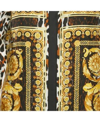 Women's Tribute Black Silk Wild Baroque Ss 1992 Shirt Dress