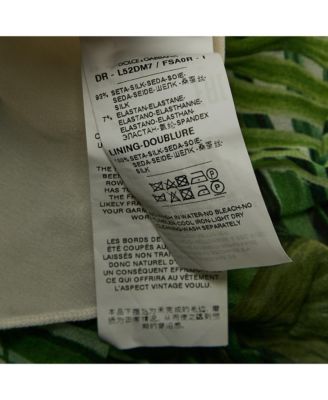 Women's Green Tropical Print Silk Flounce Dress