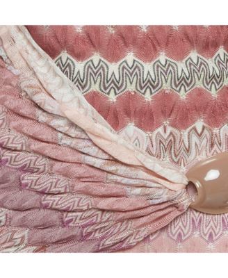 Women's Multicolor Patterned Knit Belt Detail Midi Dress