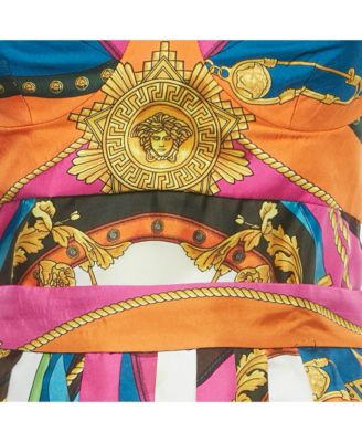 Women's Multicolor Printed Silk Top And Skirt Set