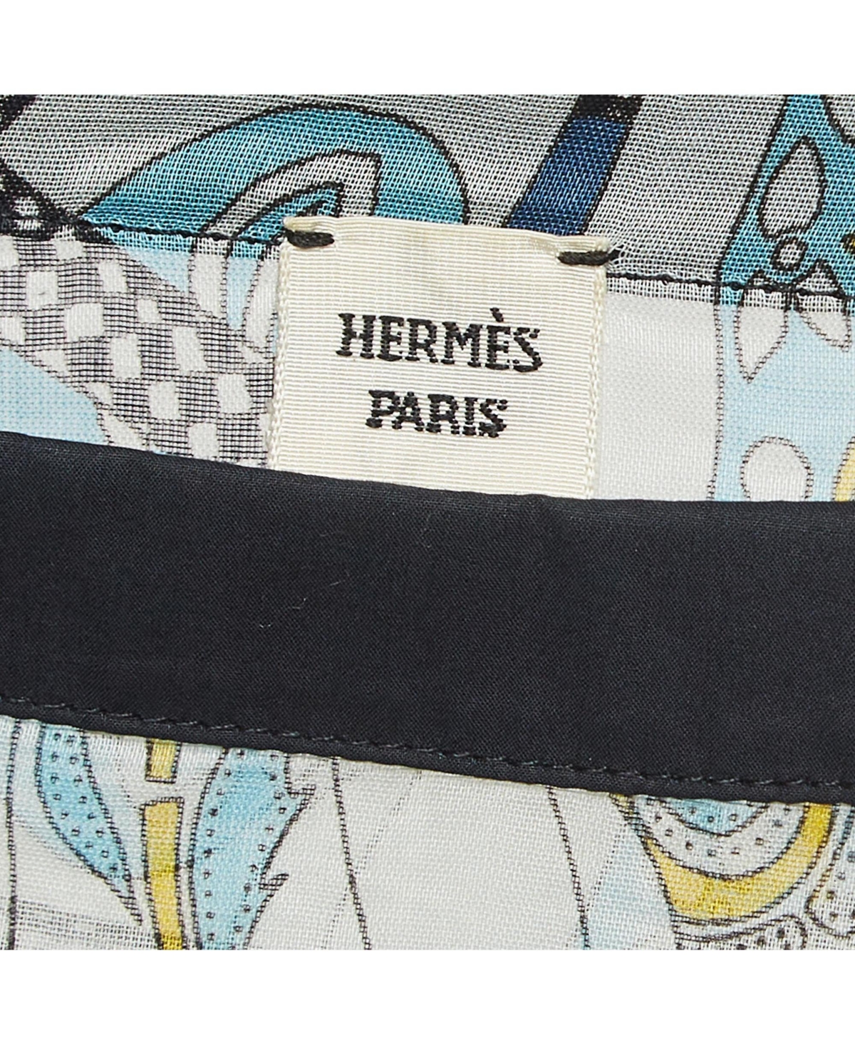 Pre-Owned Hermes Women's Blue Printed Sheer Cotton Kaftan Mini Dress One