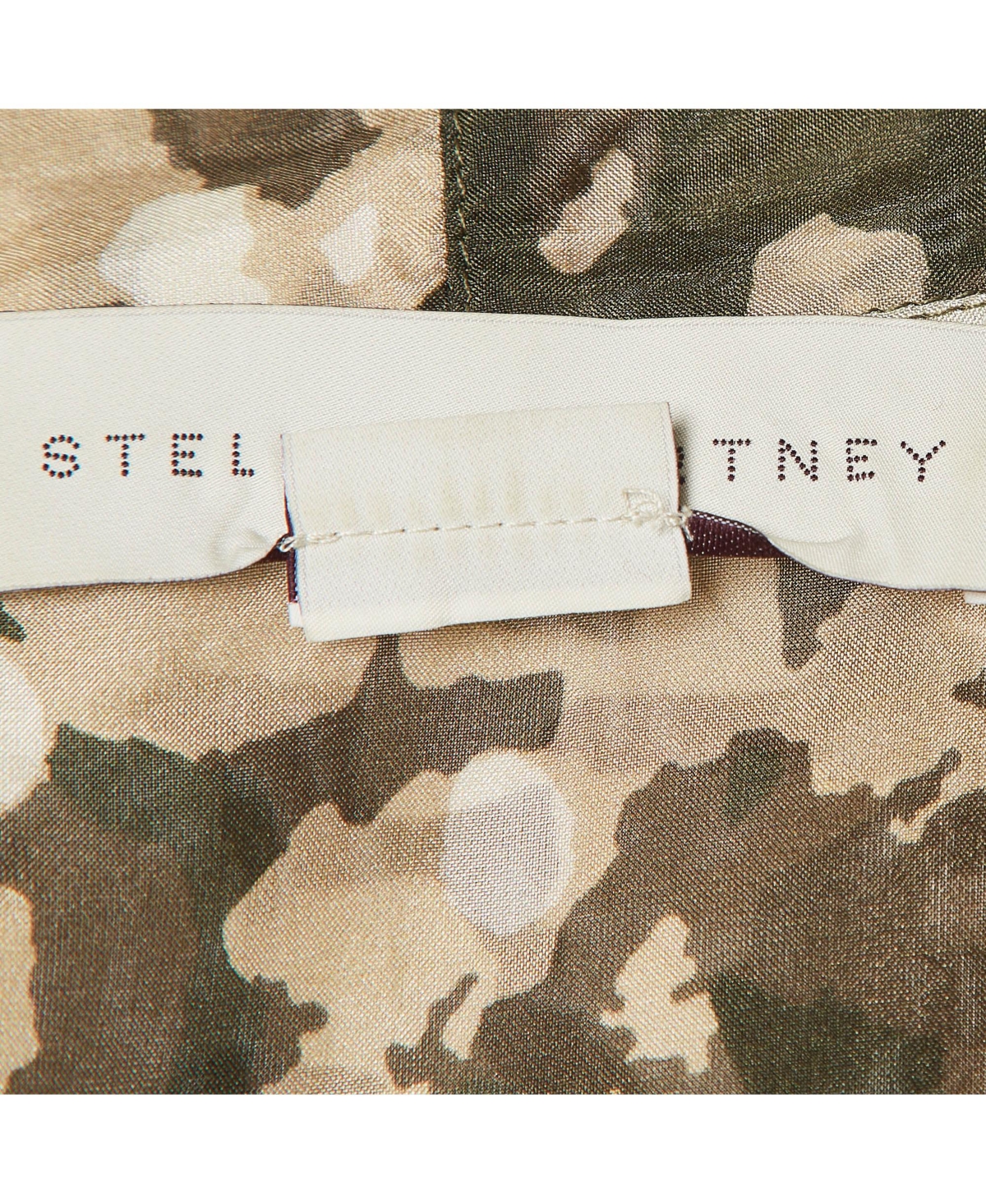 Pre-Owned Stella Mccartney Women's Green Camouflage Print Silk Mini Dress