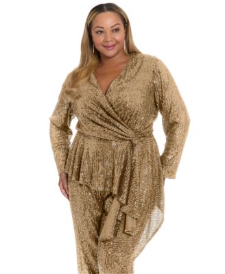 Plus Size Sequin Pull On Pants