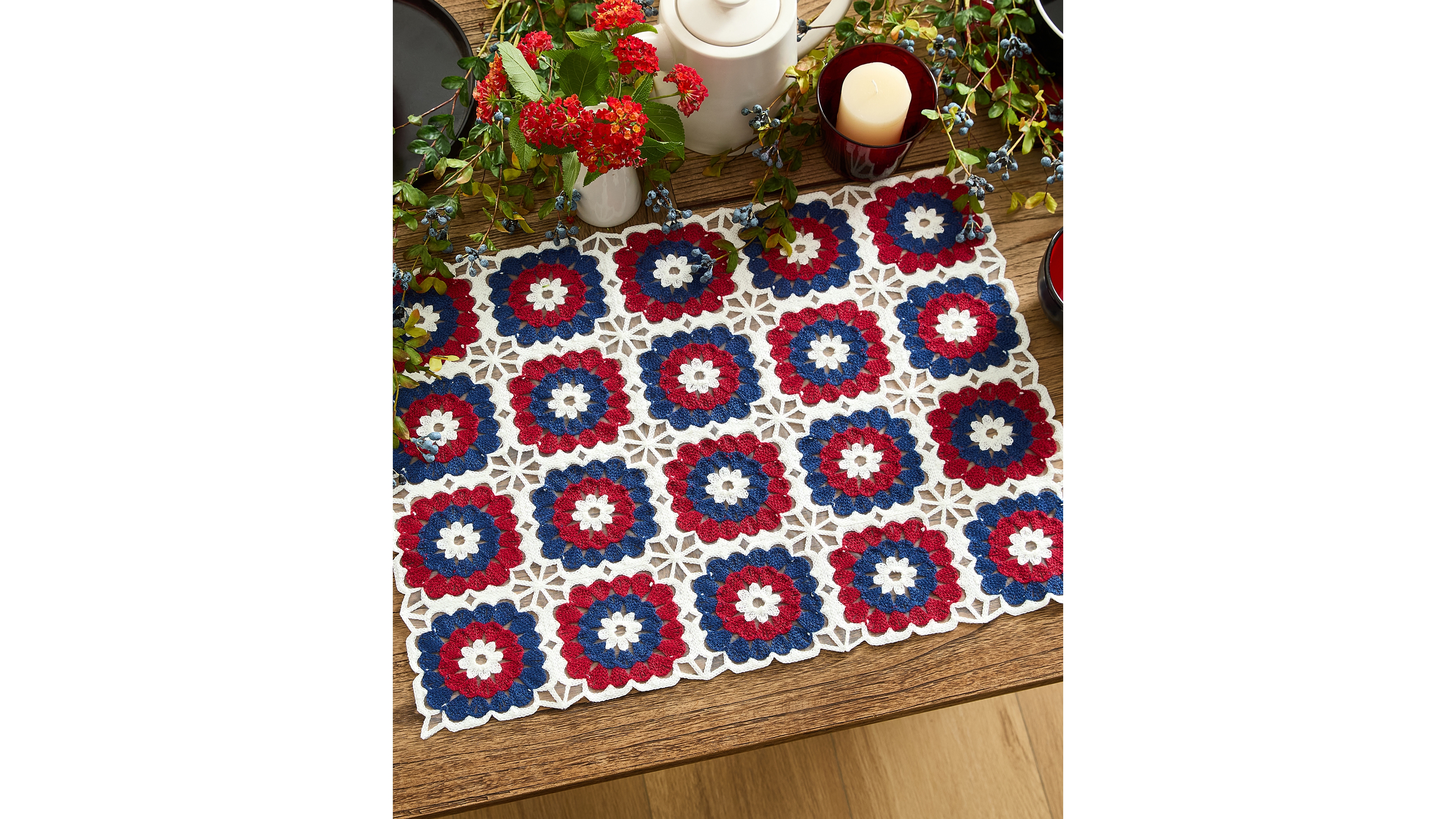 Elrene Crochet Patriotic Fireworks Placemats, Set of 4
