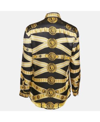 Women's Pre-Owned Versus Versace Black/yellow Baroque Print Satin Silk Shirt