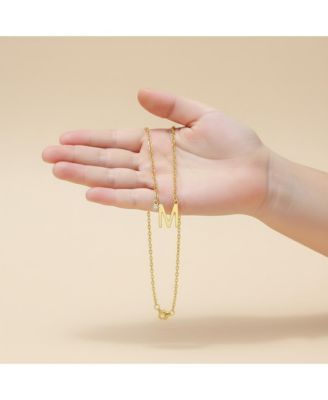 Stylish 14K Gold Plated Cubic Zirconia Initial Necklace.