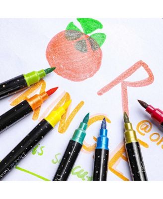 12 Colors Double-Headed Glitter Acrylic Markers, Highlighters Pens for Rock Painting, Stone, Ceramic, Glass, Wood and Fabric