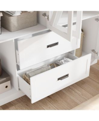 6-door 2-drawer wardrobe with LED lights and clothes hanger