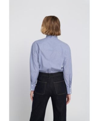 Women's Striped Bow Shirt Blouse Top