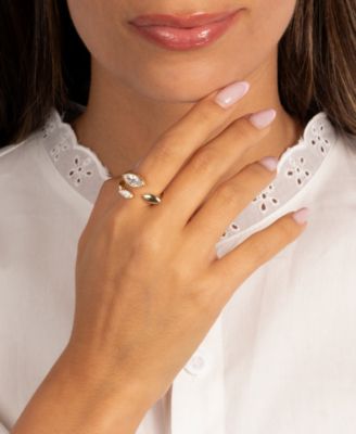 Cubic Zirconia Gold Plated Pave Marquise Stone Ring