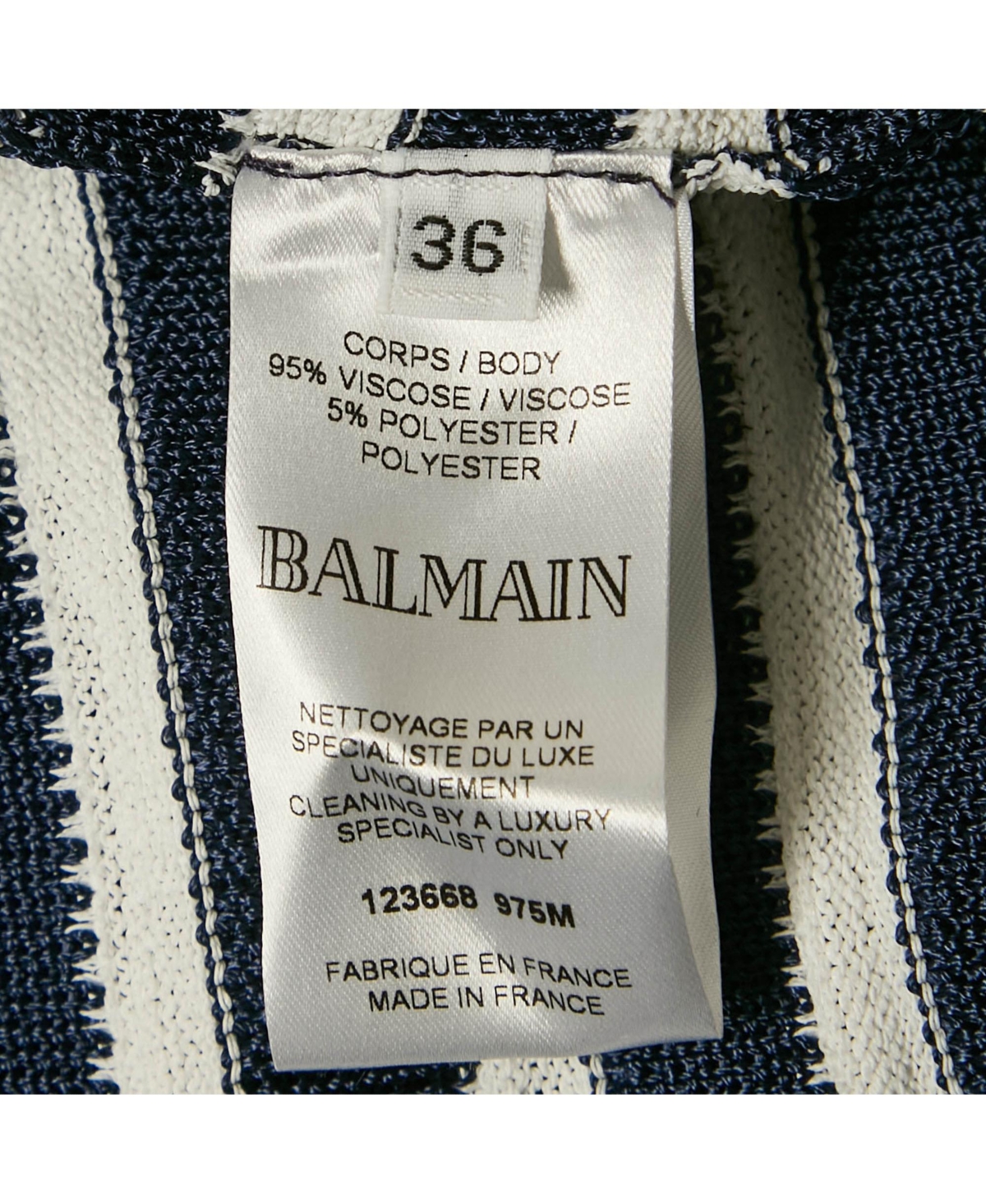 Pre-Owned Balmain Women's Navy Blue/white Stripe Knit Sleeveless Mini Dress