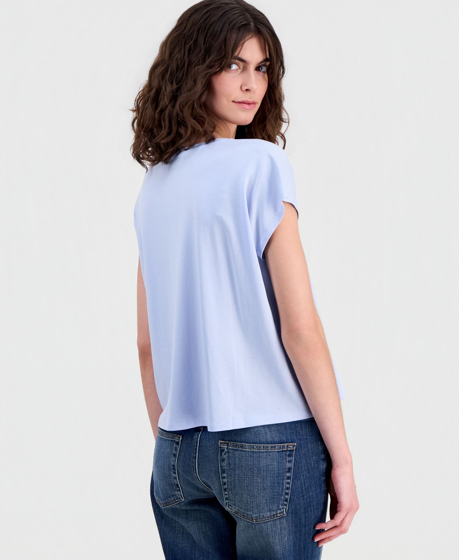 Women's Fine Jersey V-Neck Square Top