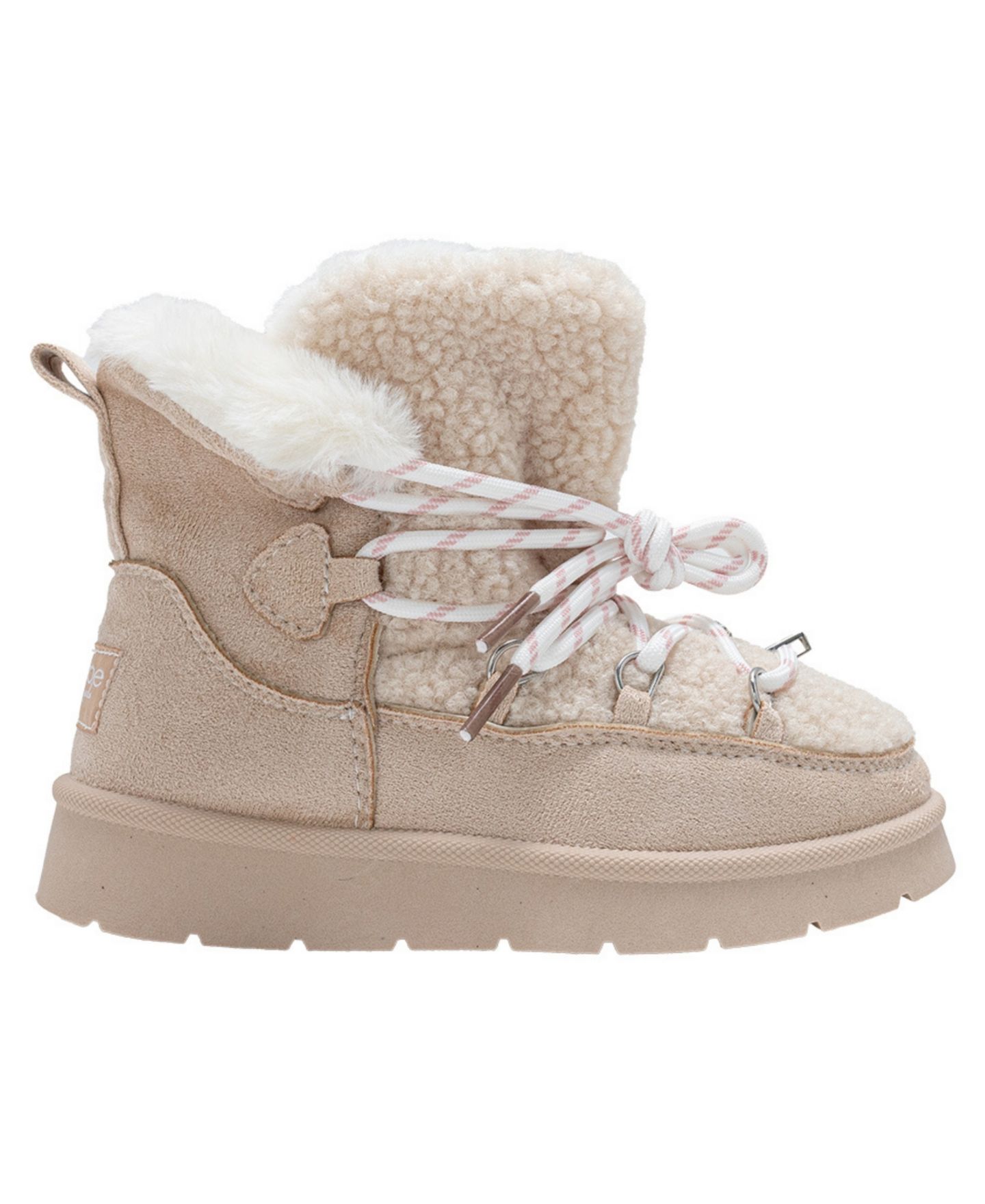 Ботинки Bebe Faux Shearling Lace Up Winter Boots для девочек, цвет: Кремовый — фото 2