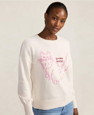 Women's Drifter Drop Shoulder Placed Jacquard Crew Neck Sweater