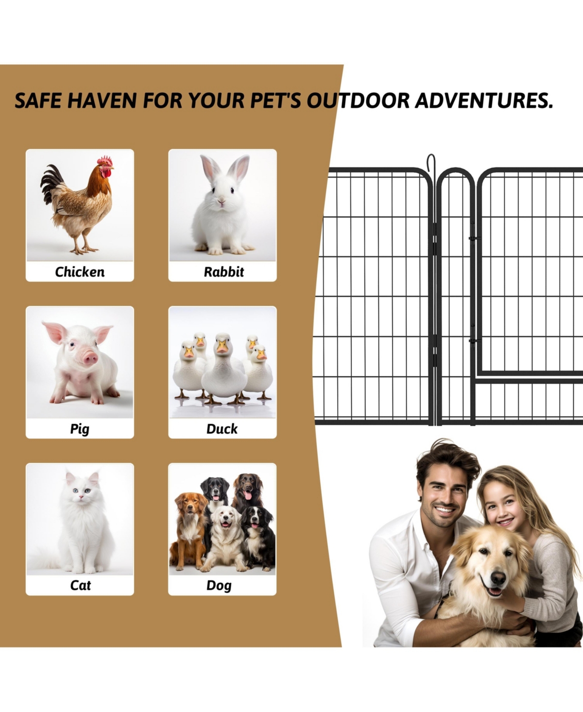 Aostirmotor 39.37 in. H Dog Fence Pet Exercise Pen for Outdoor and Panels Heavy Duty Metal Playpen with door