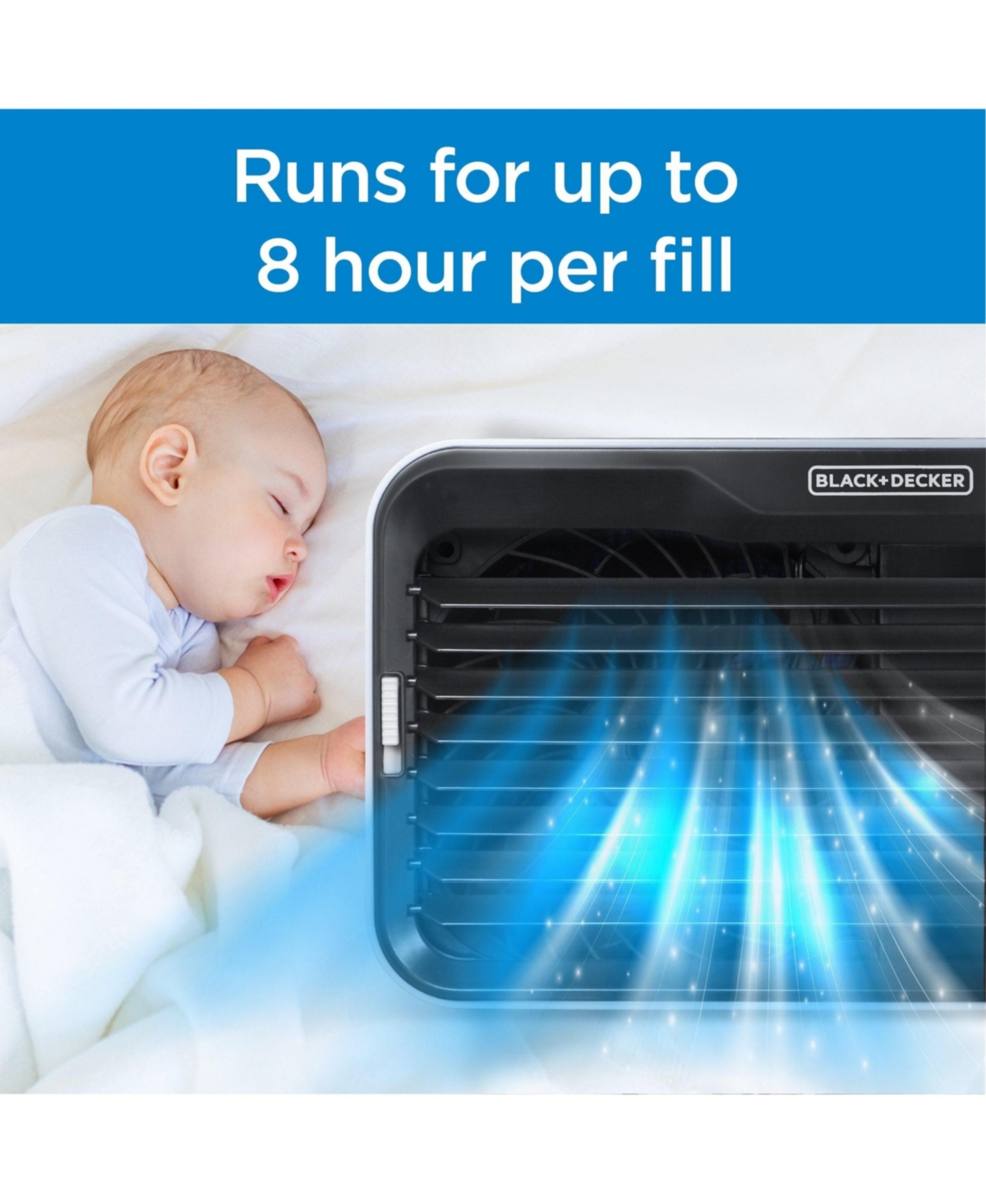 Black+Decker Desktop Air Cooler, Personal Portable Fan with 3-Speeds, Evaporative Air Cooler