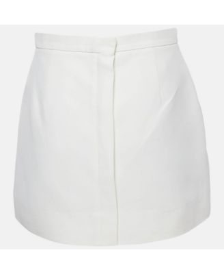 Women's White Crepe Lace-Up Mini Skirt