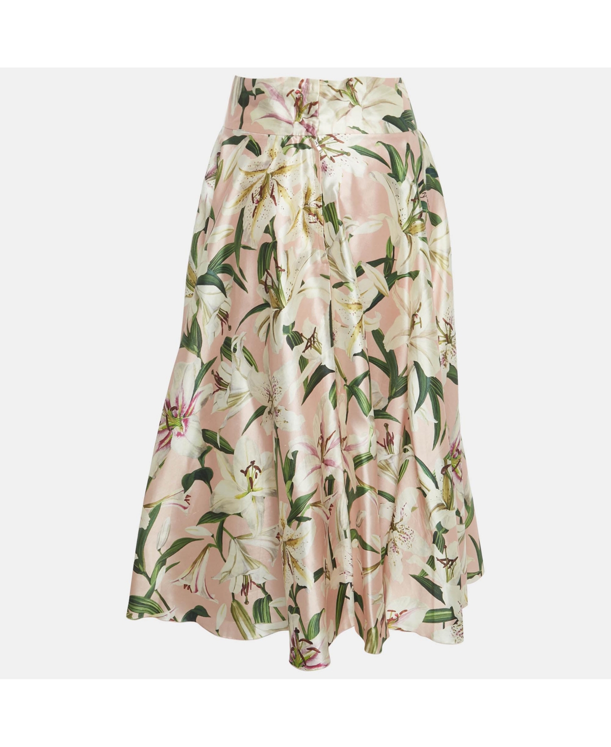 Pre-Owned Dolce & Gabbana Women's Pink Floral Print Silk Midi Skirt