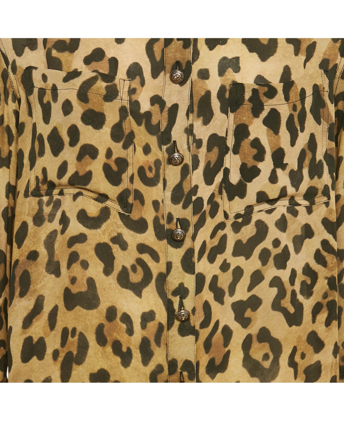 Pre-Owned Balmain Women's Brown Leopard Print Crepe Button Front Shirt