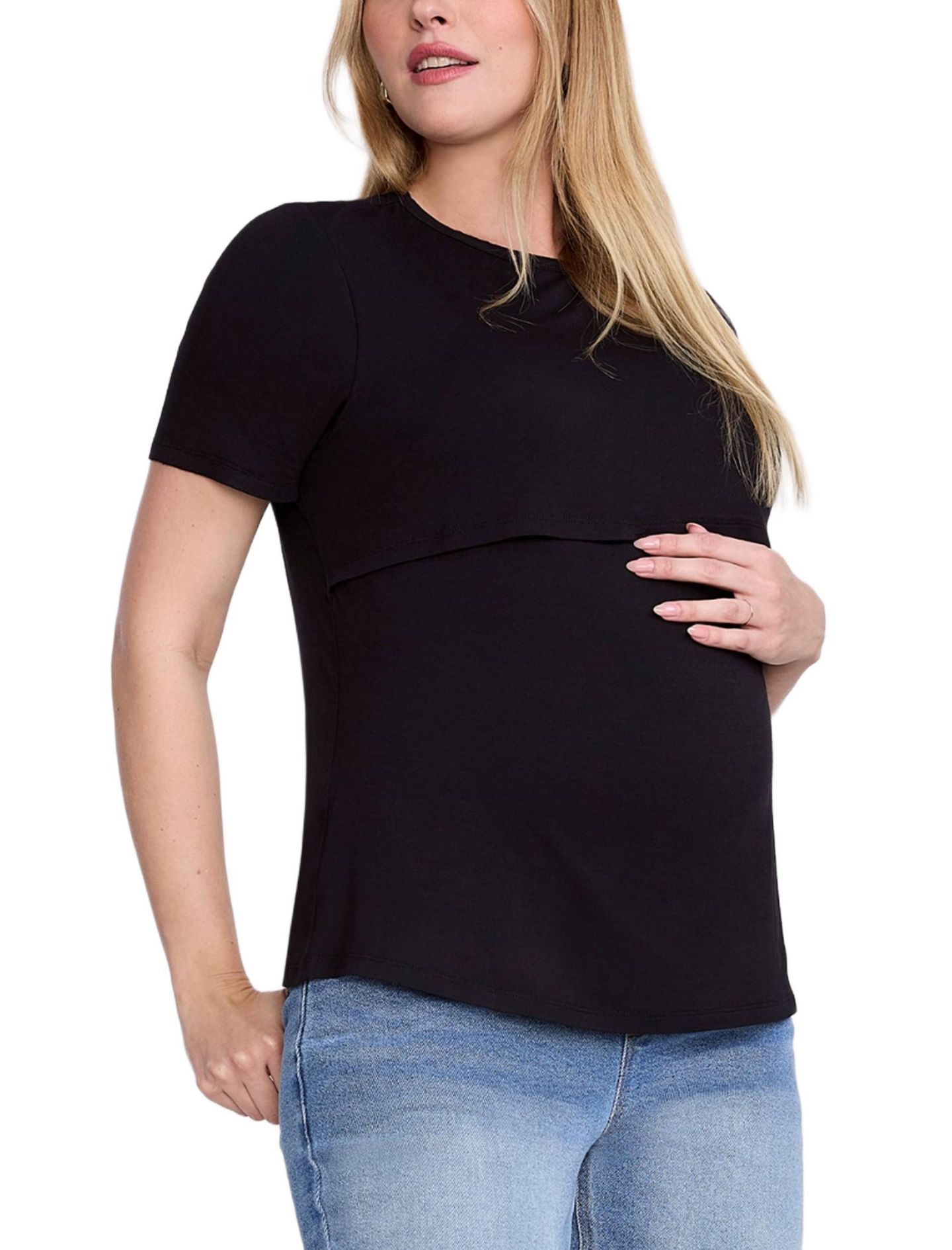 Женская футболка Motherhood Maternity Crewneck Short Sleeve Nursing Tee - Motherhood, цвет: Чёрный — фото 3
