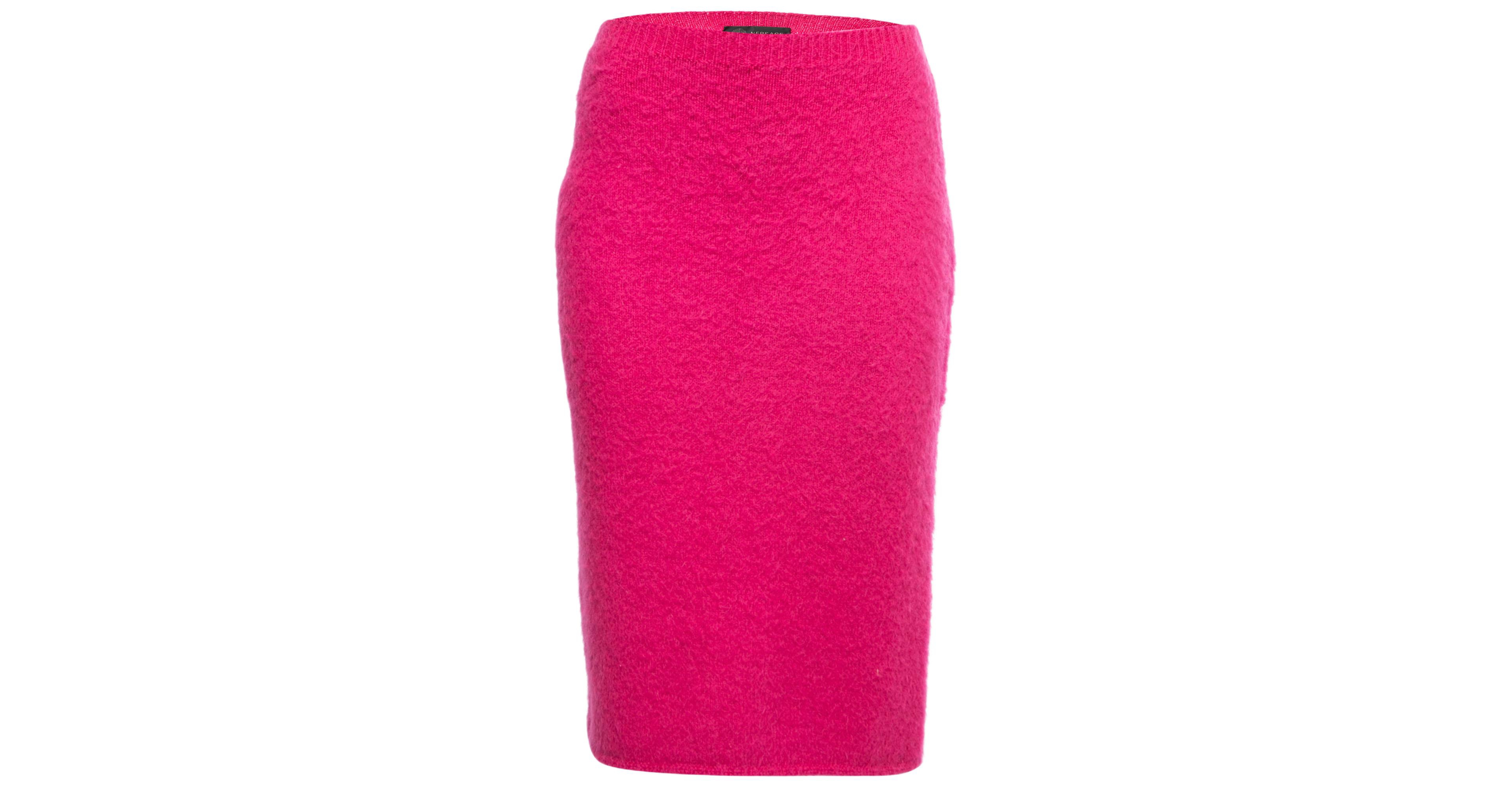 Pre-Owned Versace Women's Hot Pink Mohair Blend Knit Pencil Skirt