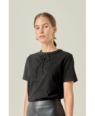 Women's Beaded Bow T-Shirt