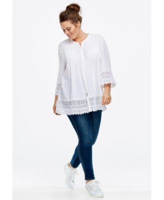 Women's Crochet Trim Blouse