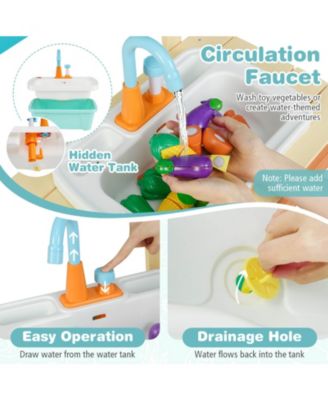 Play Kitchen for Kids Wooden Toy Kitchen Playset with Wood Skewers Grill Rack