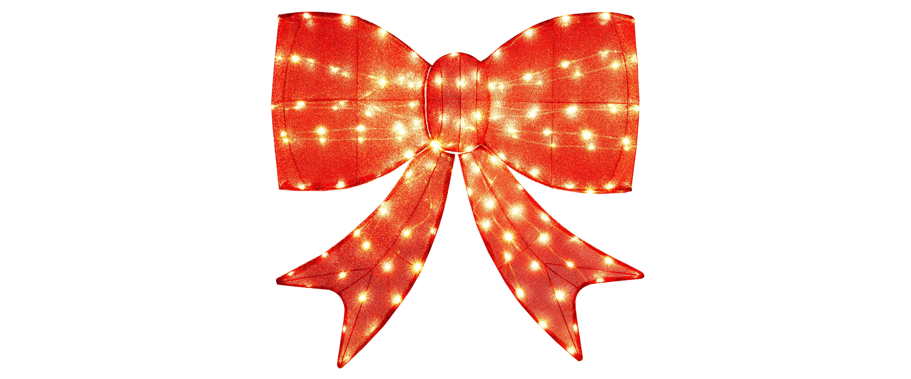 Costway 37" Lighted Christmas Bow Decoration with 150 Warm White Led Lights,2 Hanging Rings