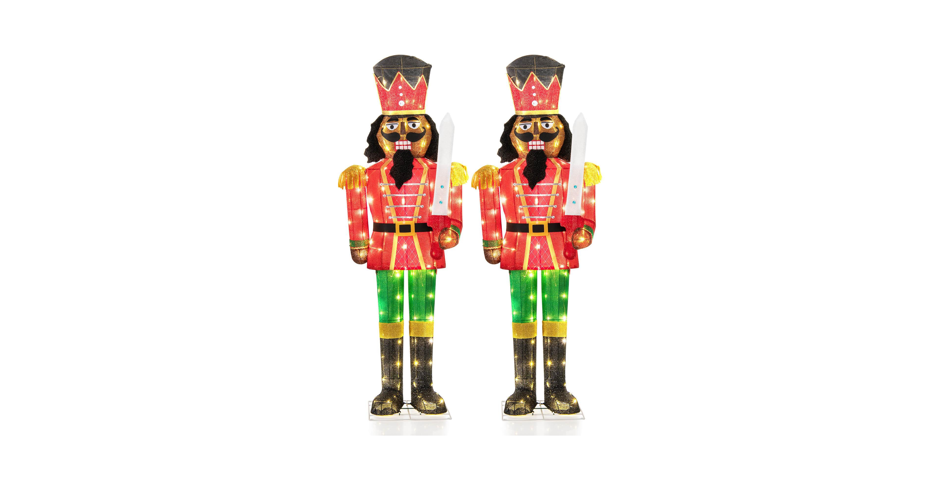 Costway 5 Ft Lighted Christmas Nutcracker with Glitter Sword