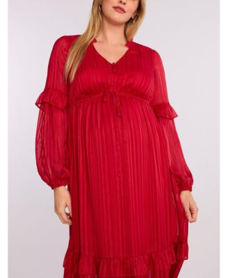 Maternity V-Neck Long Sleeve Tiered Maxi Dress - Motherhood