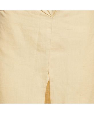 Women's Yellow Linen Drape Style La Jupe Pencil