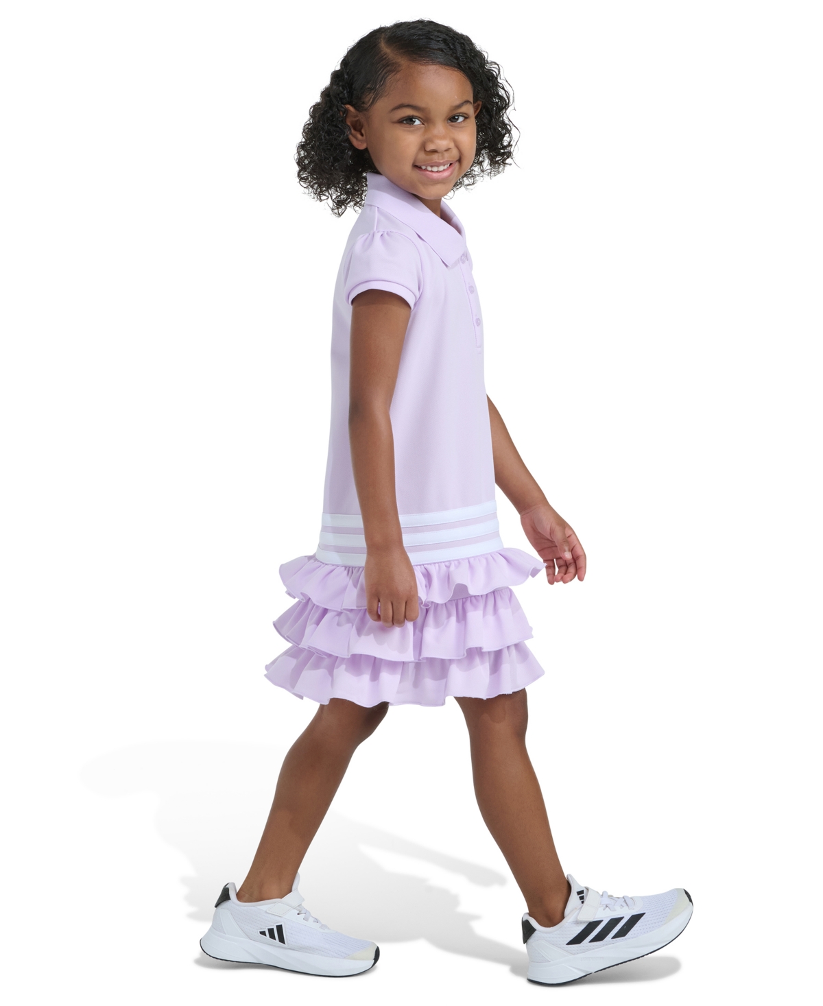 adidas Girls' 2T-6X Ribbed Polo Collar Dress