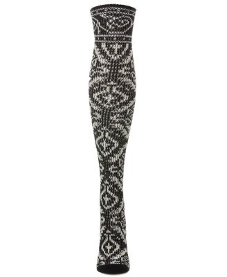 Women's Damask Acrylic and Wool Blend Over The Knee Socks