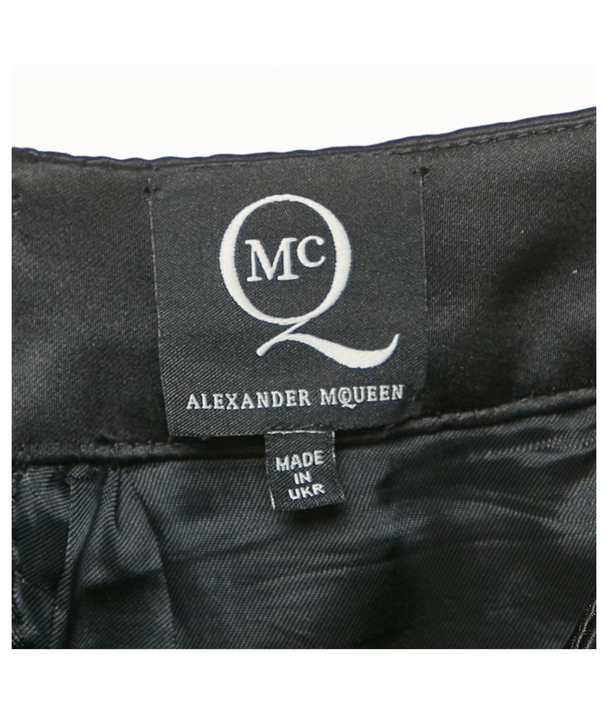 Pre-Owned Alexander Mcqueen Women's Black Satin Pleated Mini Skirt
