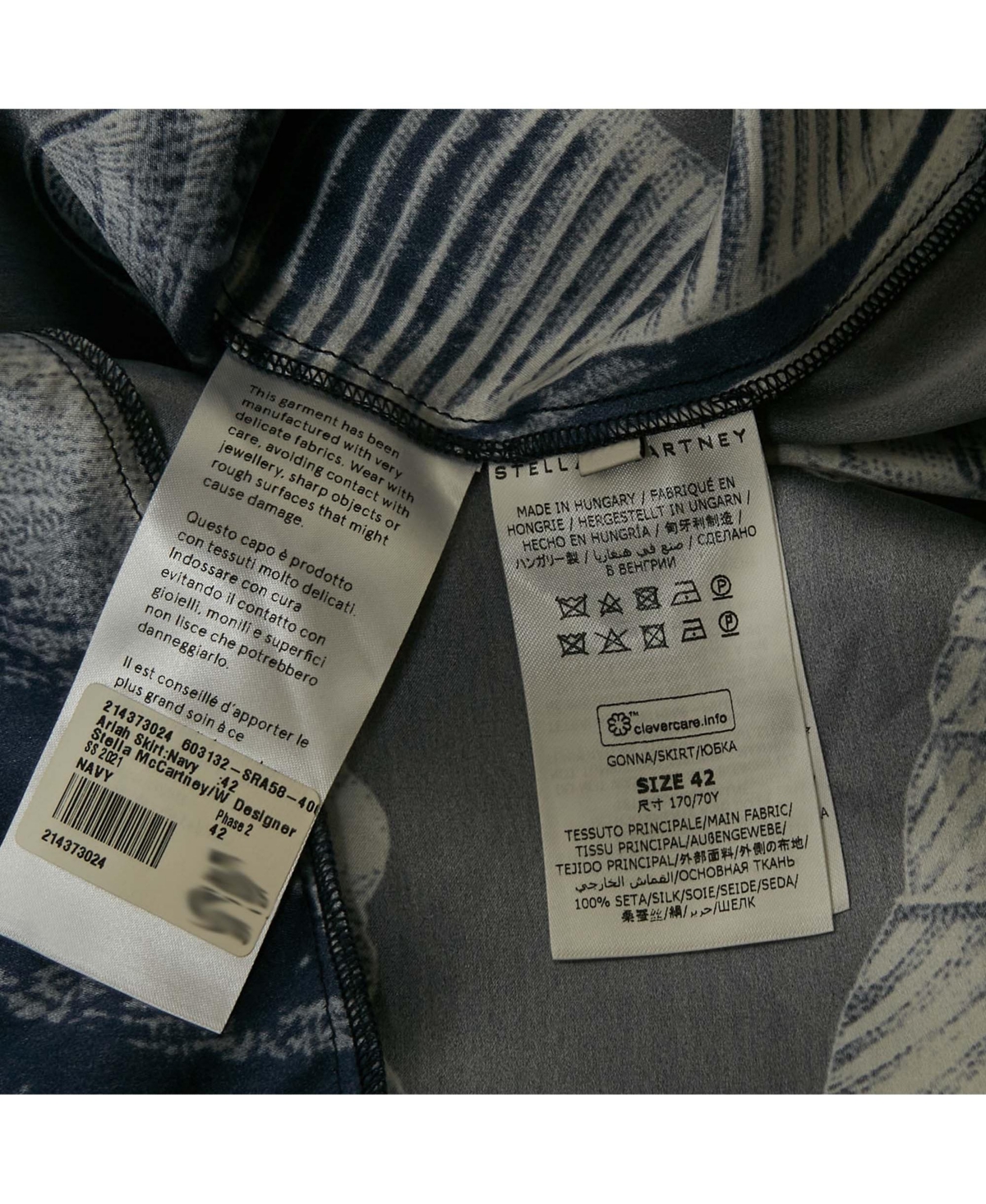 Pre-Owned Stella Mccartney Women's Blue Ariah Shell Print Sati Silk Midi Skirt