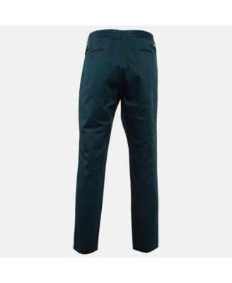 Men's Green Cotton Formal Trousers