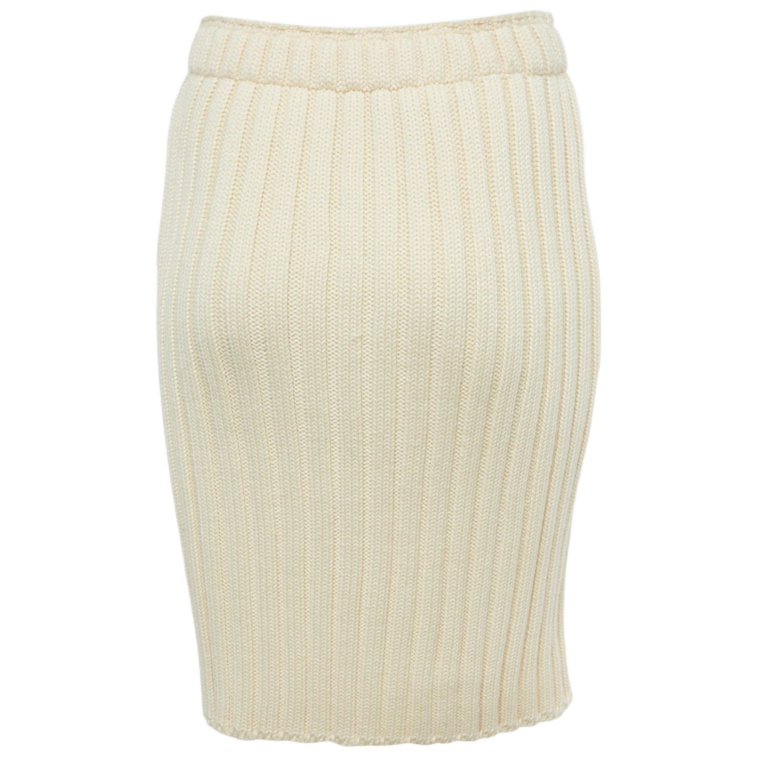 Women's Cream Rib Knit Pencil Skirt
