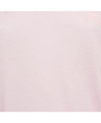 Women's Pink Logo Embroidered Cotton V-Neck T-Shirt